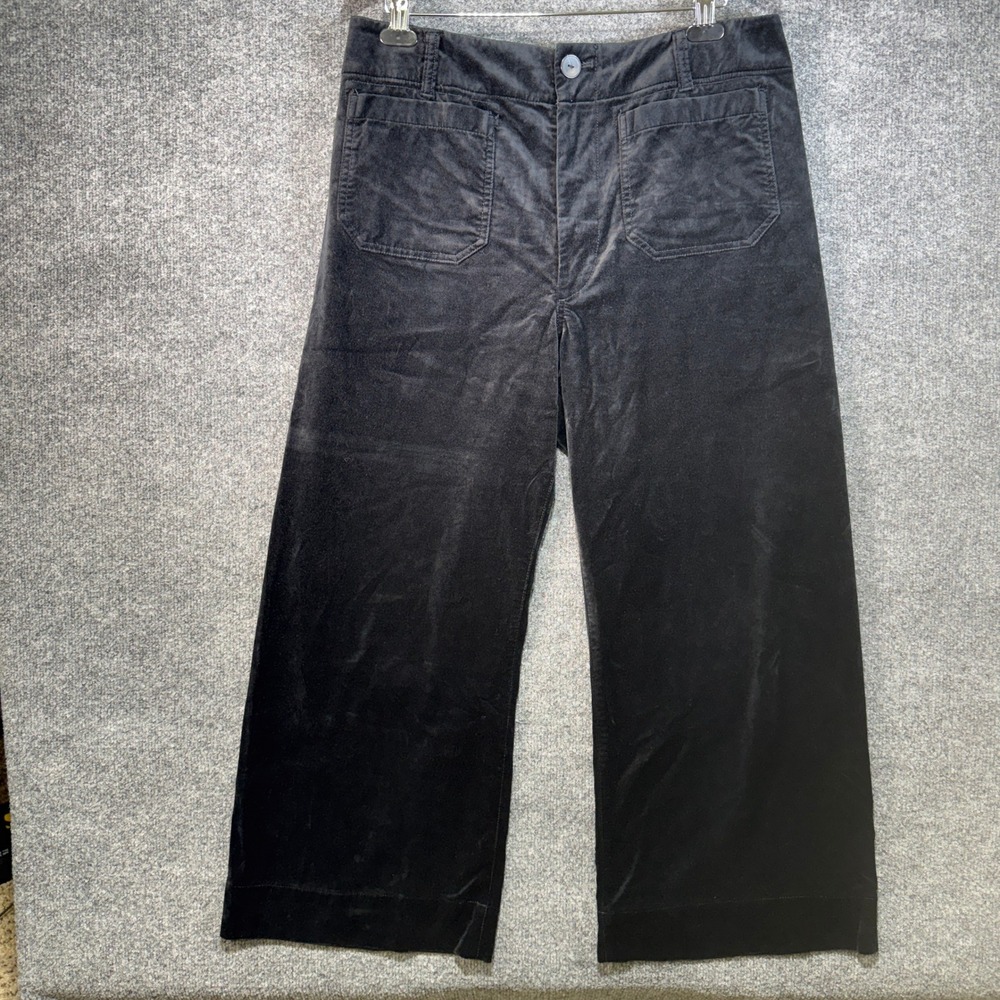 Maeve The Colette Velvet Pants Womens 32x27 Black High Rise Wide Cropped Flared